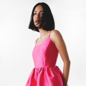 Structured Satin Twill Mini Skater Dress